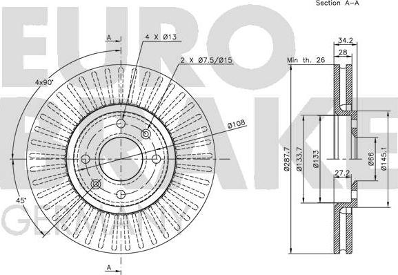 Eurobrake 5815201928 - Гальмівний диск autozip.com.ua