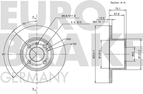 Eurobrake 5815201501 - Гальмівний диск autozip.com.ua