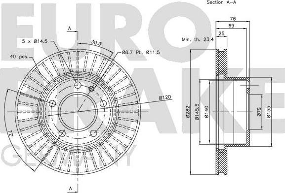 Eurobrake 5815201515 - Гальмівний диск autozip.com.ua