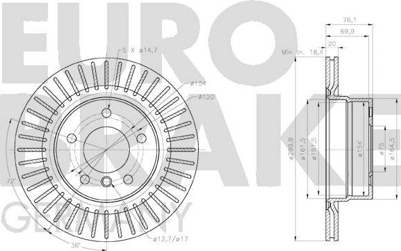 Eurobrake 58152015114 - Гальмівний диск autozip.com.ua