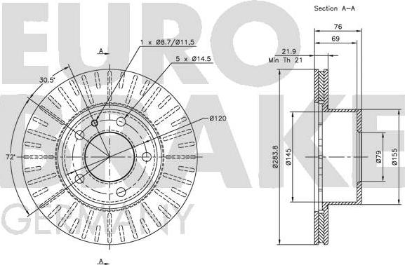 Eurobrake 5815201513 - Гальмівний диск autozip.com.ua