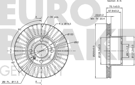 Eurobrake 5815201517 - Гальмівний диск autozip.com.ua