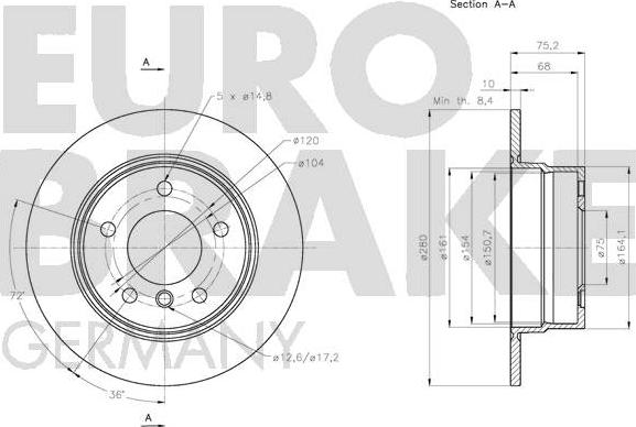 Eurobrake 5815201586 - Гальмівний диск autozip.com.ua