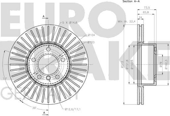 Eurobrake 5815201582 - Гальмівний диск autozip.com.ua