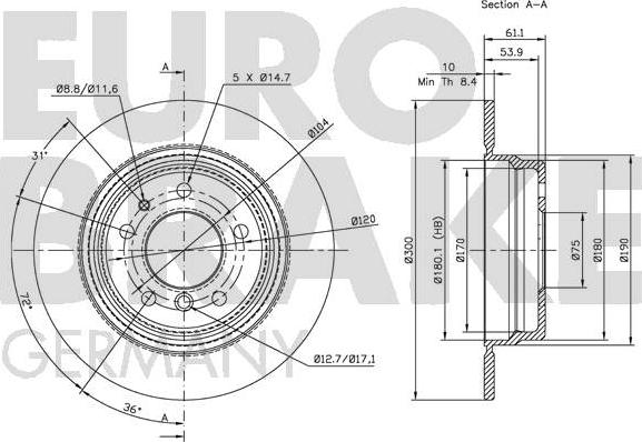 Eurobrake 5815201520 - Гальмівний диск autozip.com.ua