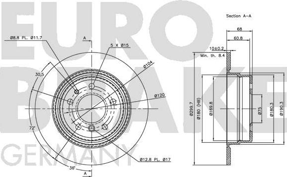 Eurobrake 5815201522 - Гальмівний диск autozip.com.ua