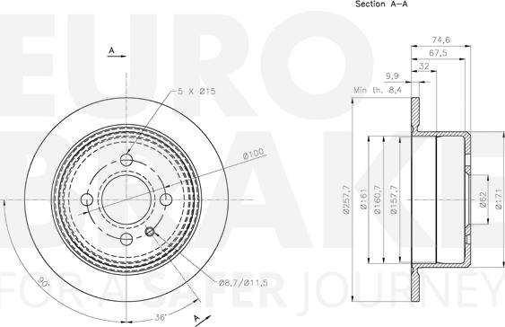 Eurobrake 5815201573 - Гальмівний диск autozip.com.ua