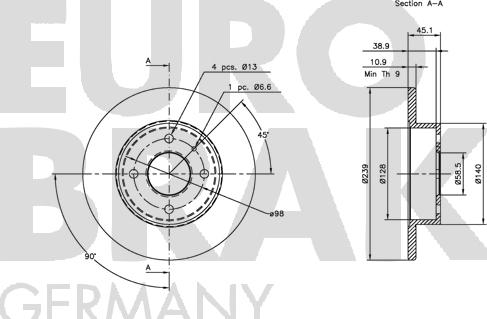 Eurobrake 5815201005 - Гальмівний диск autozip.com.ua