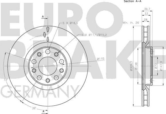 Eurobrake 5815201030 - Гальмівний диск autozip.com.ua