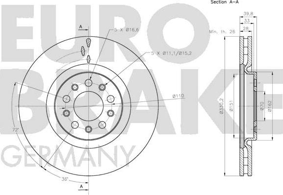 Eurobrake 5815201031 - Гальмівний диск autozip.com.ua