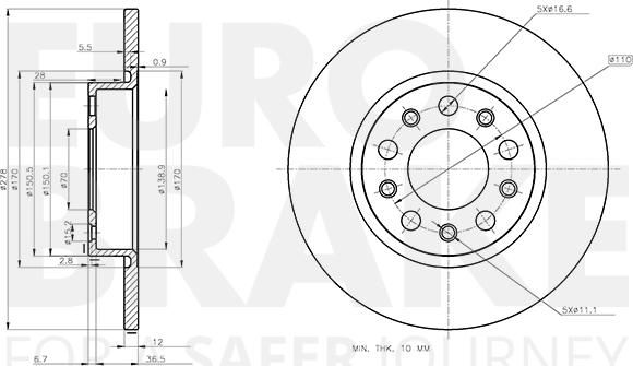 Eurobrake 5815201032 - Гальмівний диск autozip.com.ua