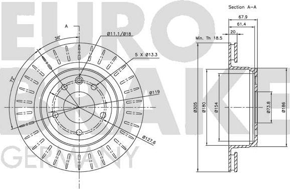 Eurobrake 5815201221 - Гальмівний диск autozip.com.ua