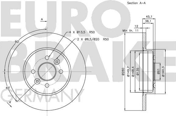 Eurobrake 5815203941 - Гальмівний диск autozip.com.ua