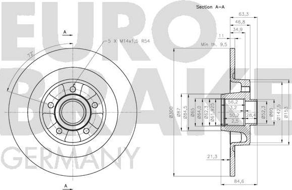 Eurobrake 5815203943 - Гальмівний диск autozip.com.ua