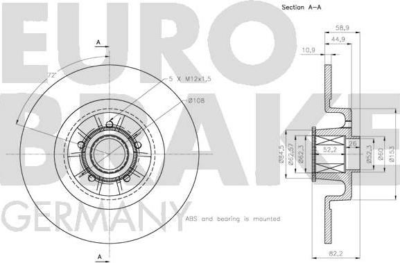 Eurobrake 5815203952 - Гальмівний диск autozip.com.ua