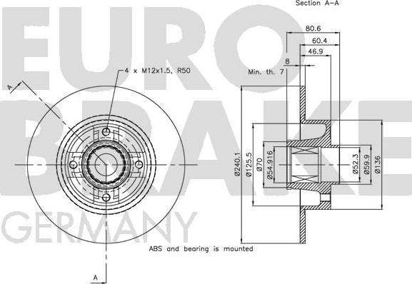 Eurobrake 5815203964 - Гальмівний диск autozip.com.ua