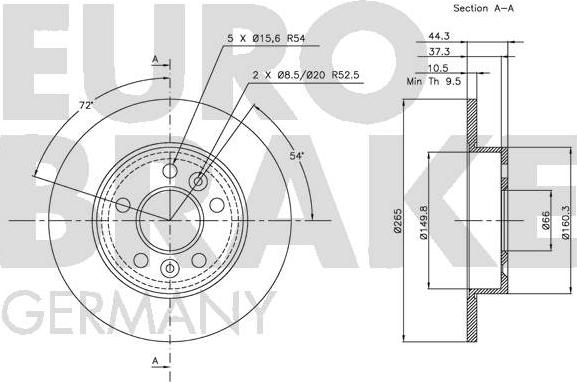 Eurobrake 5815203915 - Гальмівний диск autozip.com.ua