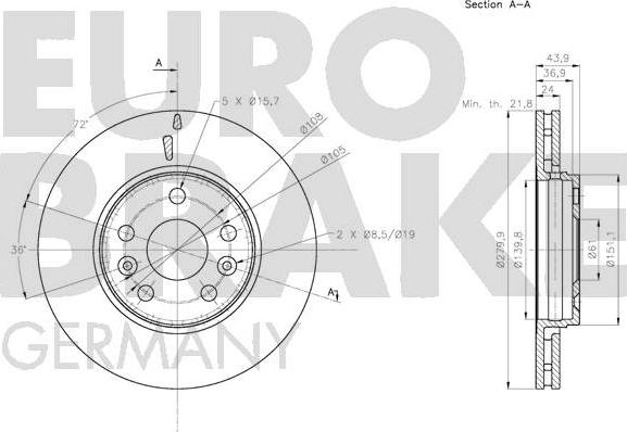 Eurobrake 5815203974 - Гальмівний диск autozip.com.ua