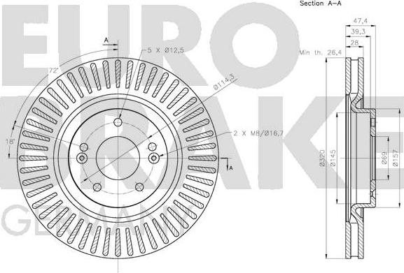 Eurobrake 5815203443 - Гальмівний диск autozip.com.ua