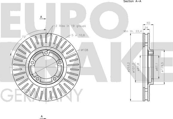Eurobrake 5815203405 - Гальмівний диск autozip.com.ua