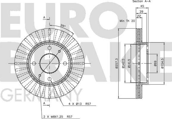 Eurobrake 5815203403 - Гальмівний диск autozip.com.ua