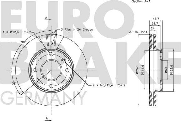 Eurobrake 5815203410 - Гальмівний диск autozip.com.ua