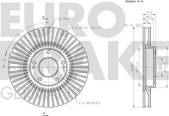 Eurobrake 5815203433 - Гальмівний диск autozip.com.ua