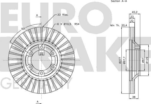 Eurobrake 5815203429 - Гальмівний диск autozip.com.ua