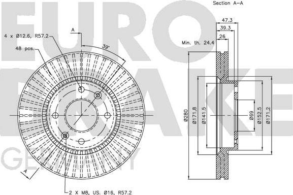 Eurobrake 5815203420 - Гальмівний диск autozip.com.ua