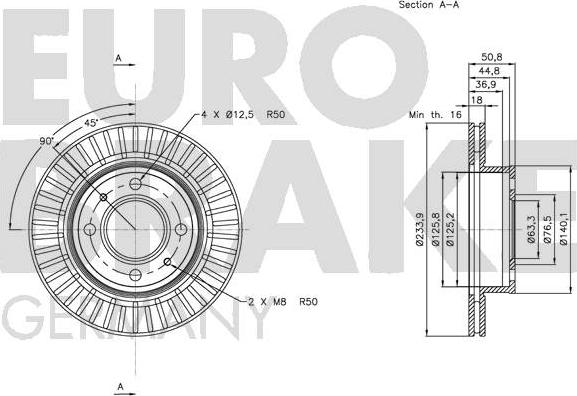 Eurobrake 5815203428 - Гальмівний диск autozip.com.ua