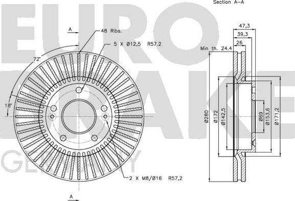 Eurobrake 5815203423 - Гальмівний диск autozip.com.ua