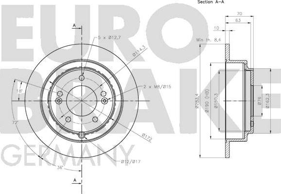 Eurobrake 5815203540 - Гальмівний диск autozip.com.ua