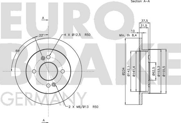 Eurobrake 5815203518 - Гальмівний диск autozip.com.ua