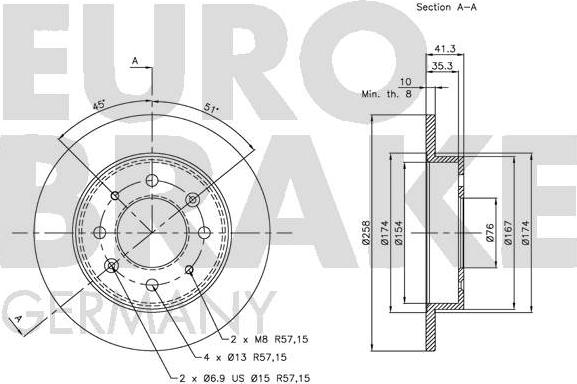 Eurobrake 5815203513 - Гальмівний диск autozip.com.ua