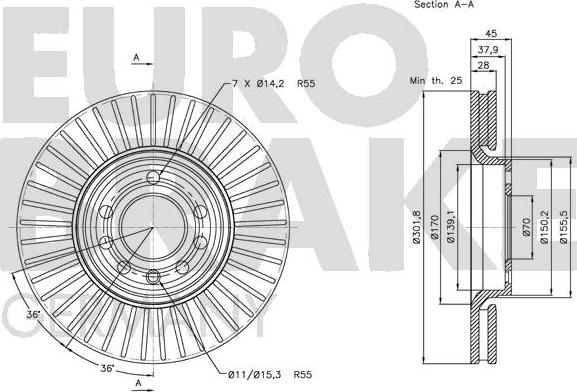 Eurobrake 5815203648 - Гальмівний диск autozip.com.ua