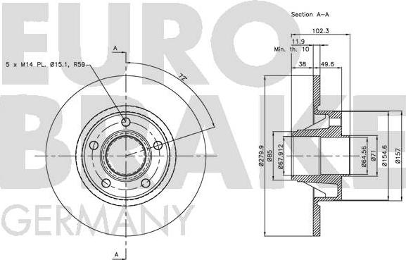 Eurobrake 5815203647 - Гальмівний диск autozip.com.ua