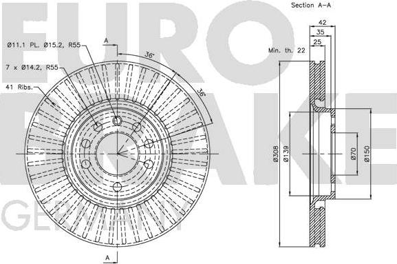 Eurobrake 5815203654 - Гальмівний диск autozip.com.ua