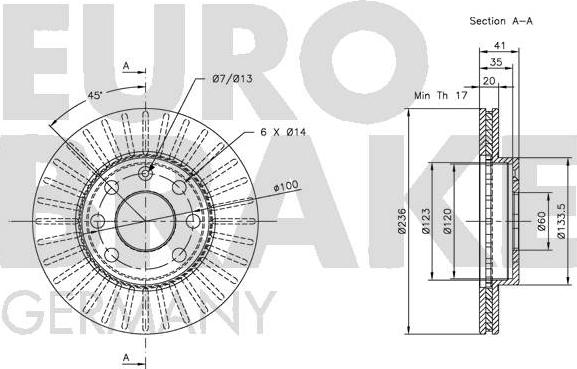 Eurobrake 5815203608 - Гальмівний диск autozip.com.ua