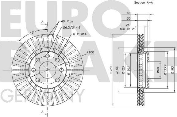 Eurobrake 5815203613 - Гальмівний диск autozip.com.ua