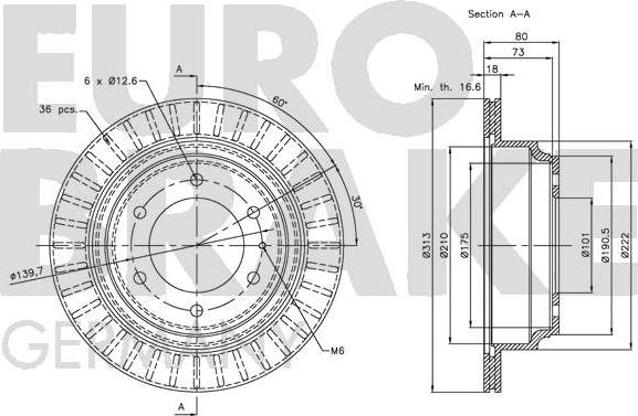 Eurobrake 5815203635 - Гальмівний диск autozip.com.ua