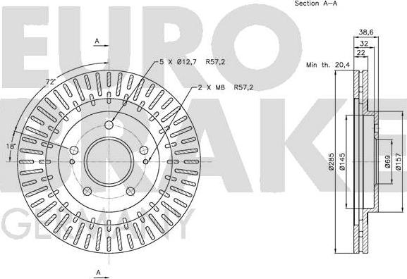 Eurobrake 5815203048 - Гальмівний диск autozip.com.ua