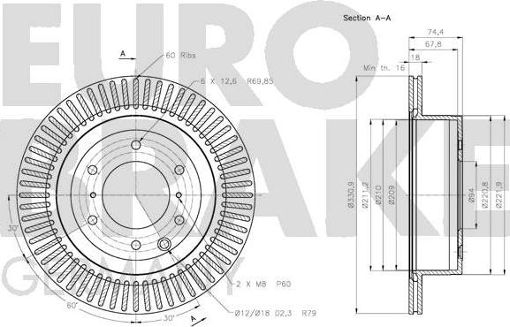 Eurobrake 5815203056 - Гальмівний диск autozip.com.ua