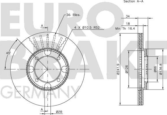 Eurobrake 5815203007 - Гальмівний диск autozip.com.ua