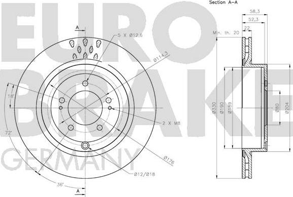 Eurobrake 5815203081 - Гальмівний диск autozip.com.ua