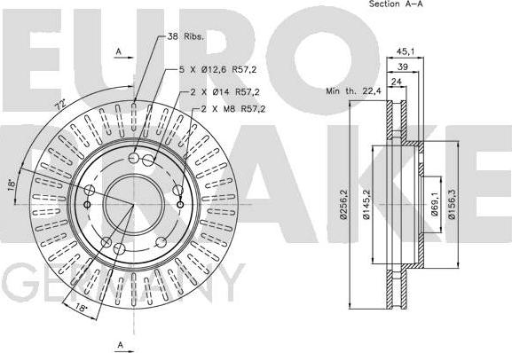 Eurobrake 5815203038 - Гальмівний диск autozip.com.ua