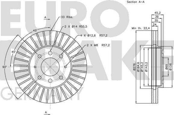 Eurobrake 5815203032 - Гальмівний диск autozip.com.ua