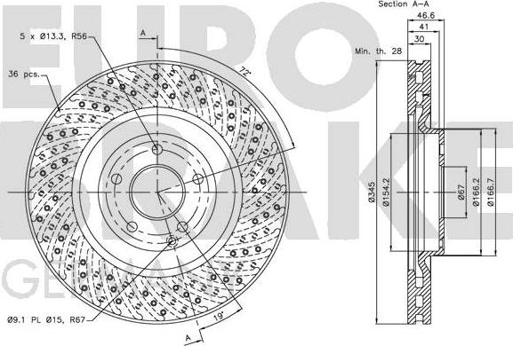 Eurobrake 5815203390 - Гальмівний диск autozip.com.ua