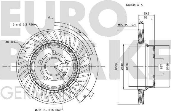 Eurobrake 5815203363 - Гальмівний диск autozip.com.ua