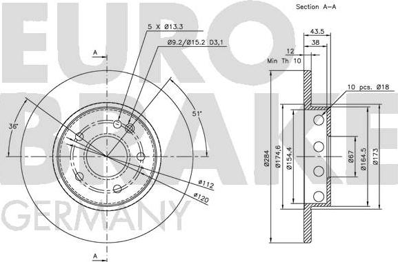 Eurobrake 5815203316 - Гальмівний диск autozip.com.ua