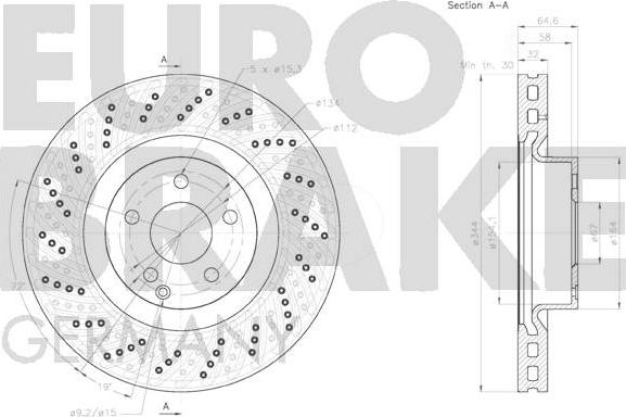 Eurobrake 58152033108 - Гальмівний диск autozip.com.ua